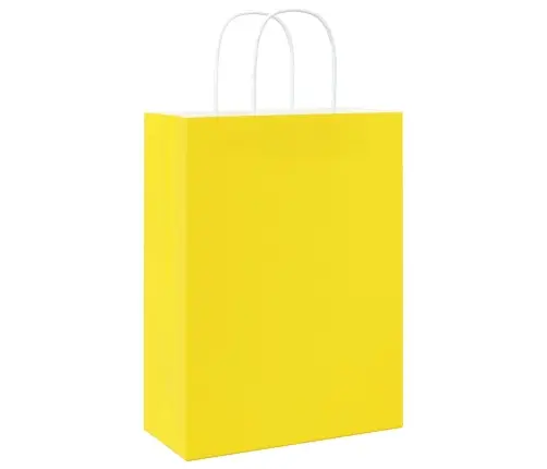 Papīra Maisiņi 250 Gab. Ar Rokturiem, Dzelteni, 26X12X35 Cm Vidaxl