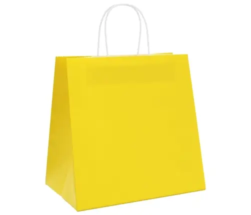 Paberkotid, 250 Tk, Käepidemetega, Kollane, 26X17X25 Cm
