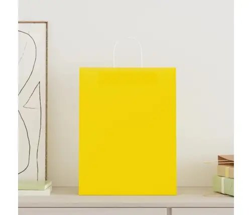 Papīra Maisiņi 250 Gab. Ar Rokturiem, Dzelteni, 32X12X42 Cm Vidaxl