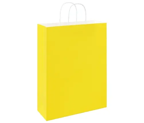 Papīra Maisiņi 250 Gab. Ar Rokturiem, Dzelteni, 32X12X42 Cm Vidaxl