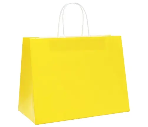Papīra Maisiņi 250 Gab. Ar Rokturiem, Dzelteni, 32X17X25 Cm Vidaxl