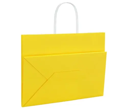 Papīra Maisiņi 250 Gab. Ar Rokturiem, Dzelteni, 32X17X25 Cm Vidaxl