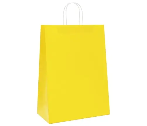 Papīra Maisiņi 250 Gab. Ar Rokturiem, Dzelteni, 32X17X44 Cm Vidaxl