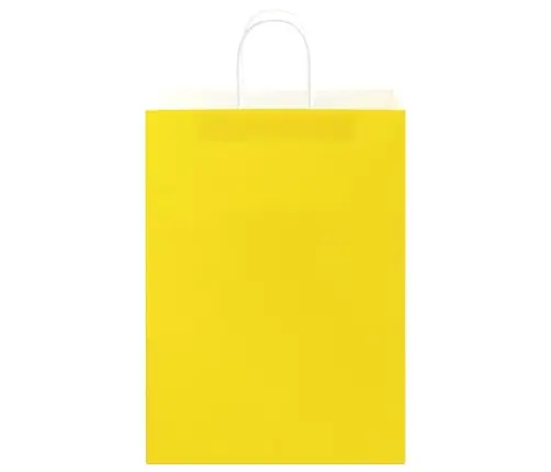 Papīra Maisiņi 250 Gab. Ar Rokturiem, Dzelteni, 32X17X44 Cm Vidaxl
