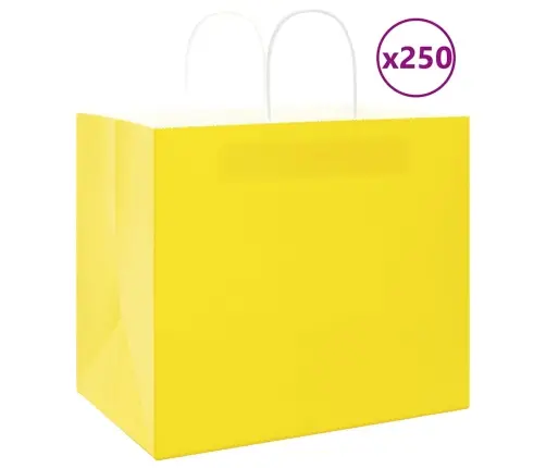 Paberkotid, 250 Tk, Käepidemetega, Kollane, 32X22X28 Cm
