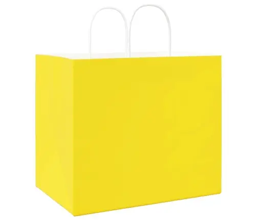 Paberkotid, 250 Tk, Käepidemetega, Kollane, 32X22X28 Cm