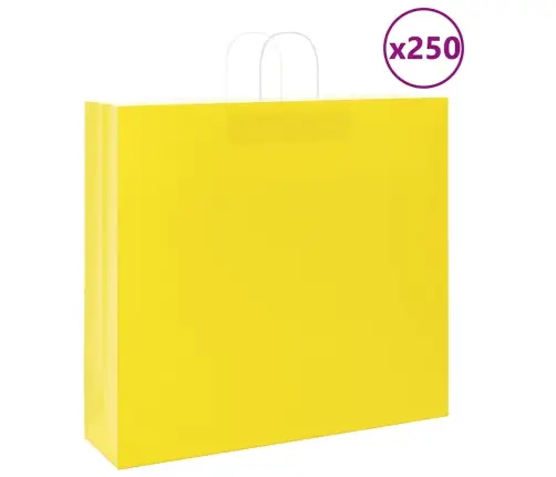 Papīra Maisiņi 250 Gab. Ar Rokturiem, Dzelteni, 54X15X49 Cm Vidaxl