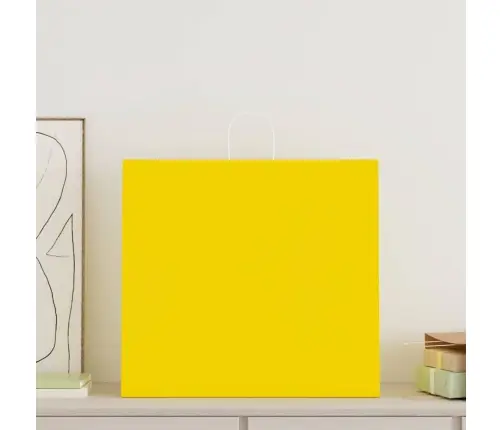 Papīra Maisiņi 250 Gab. Ar Rokturiem, Dzelteni, 54X15X49 Cm Vidaxl