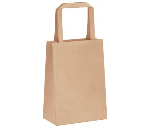 Popieriniai Maišeliai, 50Vnt., Su Rankenomis, Rudos, 15X8X21 Cm