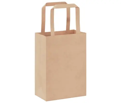 Popieriniai Maišeliai, 50Vnt., Su Rankenomis, Rudos, 15X8X21 Cm