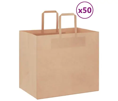 Paberkotid, 50 Tk, Käepidemetega, Pruun, 32X22X28 Cm
