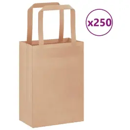 Papīra Maisiņi 250 Gab. Ar Rokturiem, Brūni, 15X8X21 Cm Vidaxl