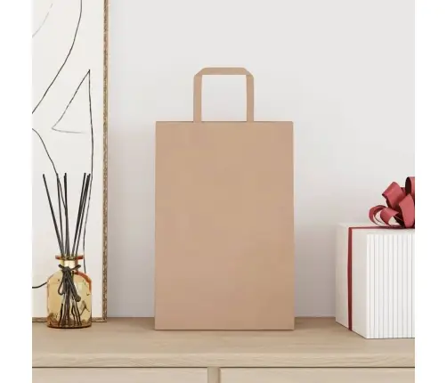 Paberkotid, 250 Tk, Käepidemetega, Pruun, 21X11X31 Cm