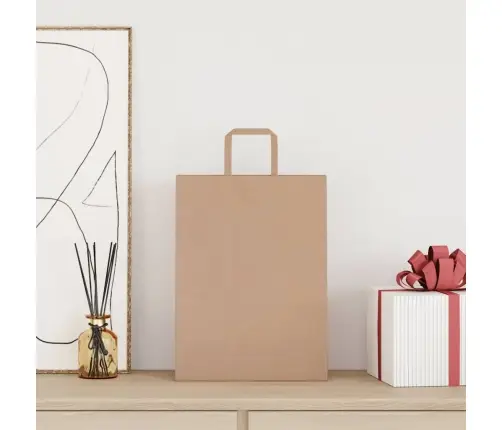 Paberkotid, 250 Tk, Käepidemetega, Pruun, 26X12X35 Cm