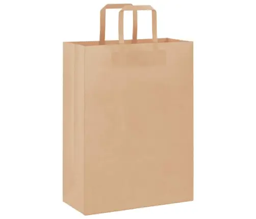 Paberkotid, 250 Tk, Käepidemetega, Pruun, 26X12X35 Cm