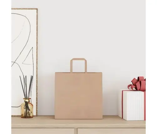 Paberkotid, 250 Tk, Käepidemetega, Pruun, 26X17X25 Cm