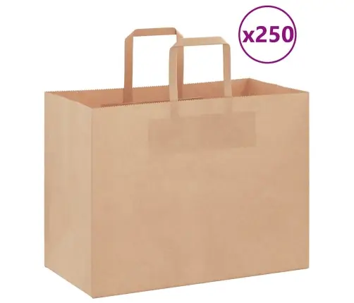 Paberkotid, 250 Tk, Käepidemetega, Pruun, 32X17X25 Cm