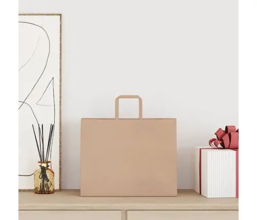 Papīra Maisiņi 250 Gab. Ar Rokturiem, Brūni, 32X22X24 Cm Vidaxl