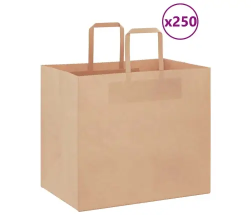 Paberkotid, 250 Tk, Käepidemetega, Pruun, 32X22X28 Cm