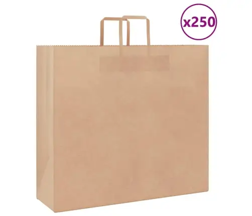 Papīra Maisiņi 250 Gab. Ar Rokturiem, Brūni, 54X15X49 Cm Vidaxl