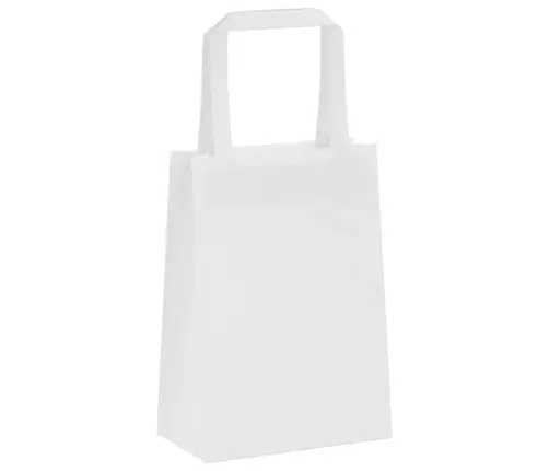 Papīra Maisiņi 50 Gab. Ar Rokturiem, Balti, 15X8X21 Cm Vidaxl