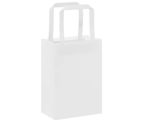 Papīra Maisiņi 50 Gab. Ar Rokturiem, Balti, 15X8X21 Cm Vidaxl