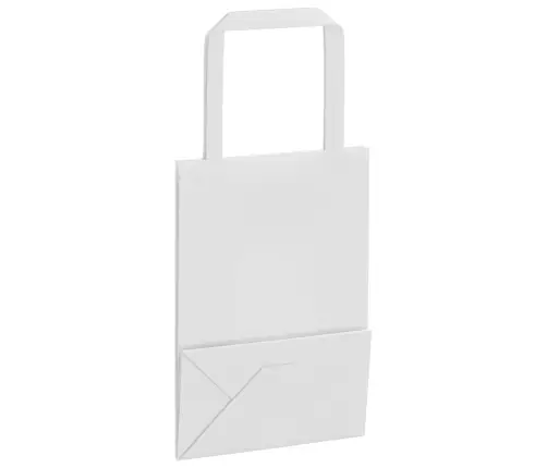 Papīra Maisiņi 50 Gab. Ar Rokturiem, Balti, 15X8X21 Cm Vidaxl
