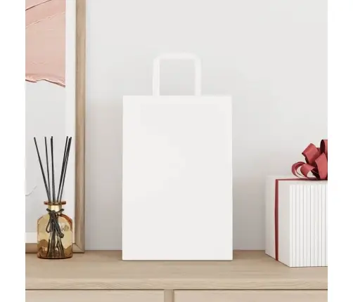 Popieriniai Maišeliai 50Vnt., Su Rankenomis, Baltas, 21X11X31Cm