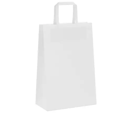 Popieriniai Maišeliai 50Vnt., Su Rankenomis, Baltas, 21X11X31Cm