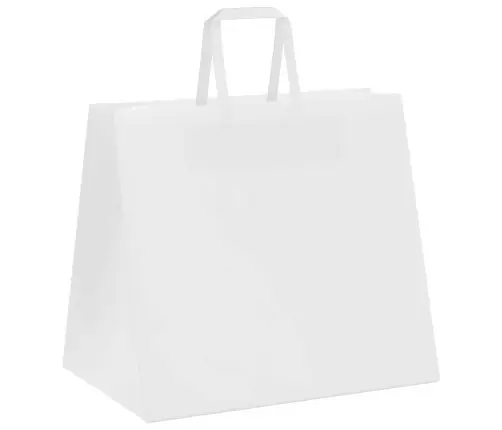 Popieriniai Maišeliai 50Vnt., Su Rankenomis, Baltas, 32X22X28Cm