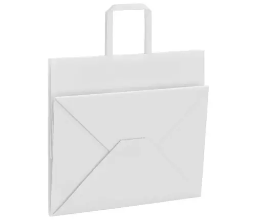 Popieriniai Maišeliai 50Vnt., Su Rankenomis, Baltas, 32X22X28Cm