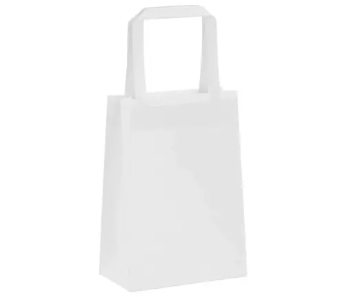 Papīra Maisiņi 250 Gab. Ar Rokturiem, Balti, 15X8X21 Cm Vidaxl