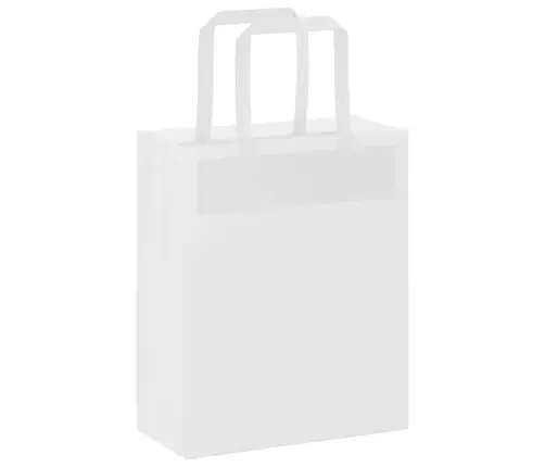 Paberkotid, 250 Tk, Käepidemetega, Valge, 18X8X22 Cm