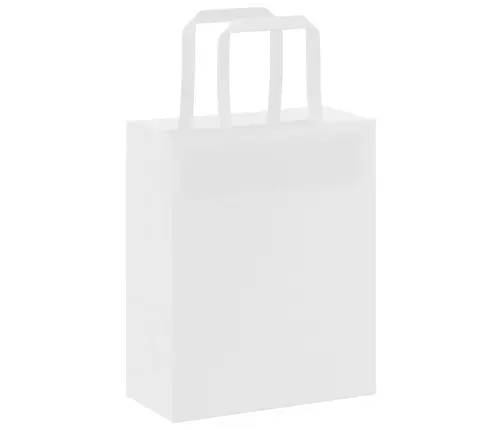 Paberkotid, 250 Tk, Käepidemetega, Valge, 18X8X22 Cm