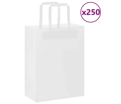 Popieriniai Maišeliai 250Vnt. Su Rankenomis, Baltas, 21X11X28Cm
