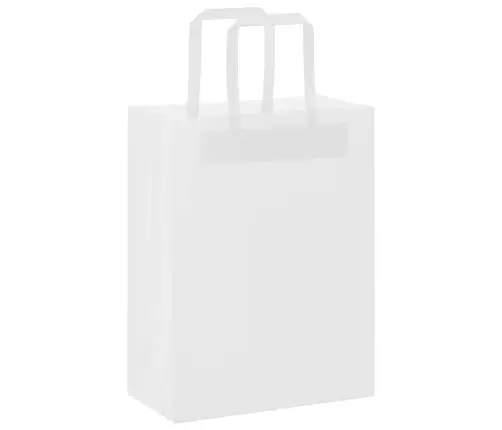 Popieriniai Maišeliai 250Vnt. Su Rankenomis, Baltas, 21X11X28Cm
