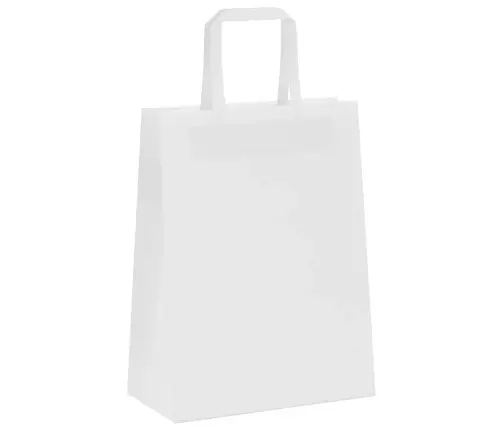 Popieriniai Maišeliai 250Vnt. Su Rankenomis, Baltas, 21X11X28Cm