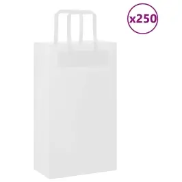 Popieriniai Maišeliai 250Vnt. Su Rankenomis, Baltas, 21X11X36Cm