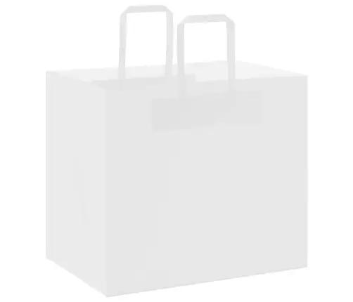 Papīra Maisiņi 250 Gab. Ar Rokturiem, Balti, 32X22X28 Cm Vidaxl