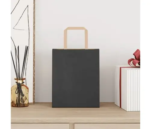 Papīra Maisiņi 50 Gab. Ar Rokturiem, Melni, 18X8X22 Cm Vidaxl