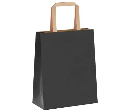 Papīra Maisiņi 50 Gab. Ar Rokturiem, Melni, 18X8X22 Cm Vidaxl