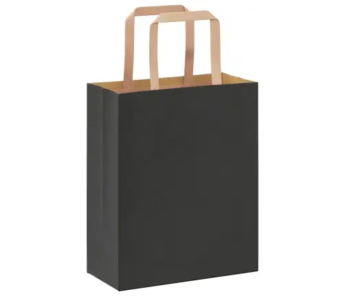 Papīra Maisiņi 50 Gab. Ar Rokturiem, Melni, 18X8X22 Cm Vidaxl