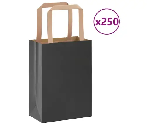 Paberkotid, 250 Tk, Käepidemetega, Must, 15X8X21 Cm