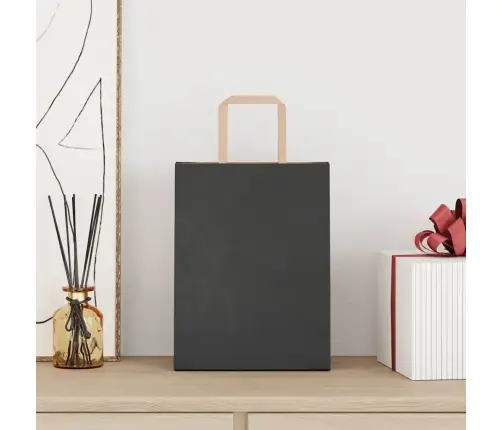 Papīra Maisiņi 250 Gab. Ar Rokturiem, Melni, 21X11X28 Cm Vidaxl