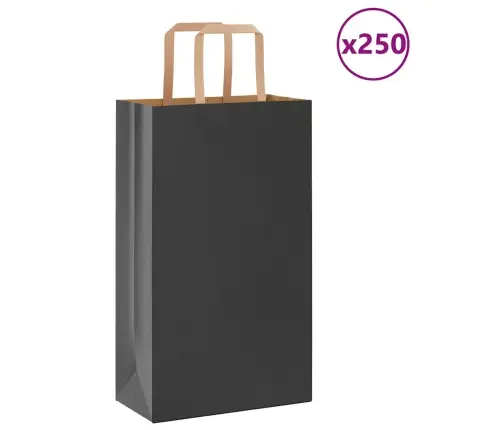 Paberkotid, 250 Tk, Käepidemetega, Must, 21X11X36 Cm