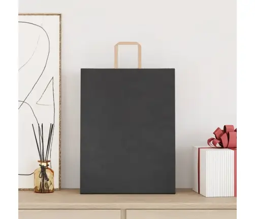 Papīra Maisiņi 250 Gab. Ar Rokturiem, Melni, 32X12X42 Cm Vidaxl