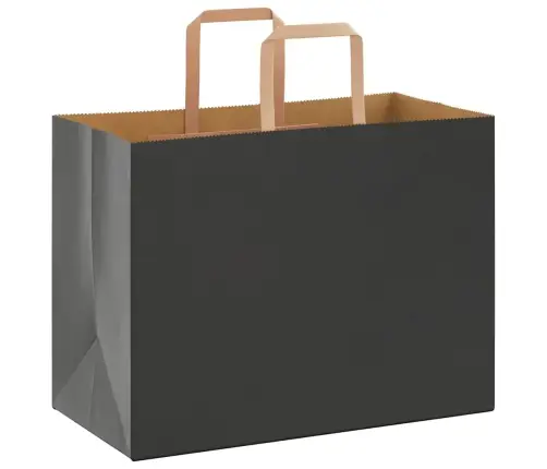 Popieriniai Maišeliai 250Vnt. Su Rankenomis, Juodas, 32X17X25Cm