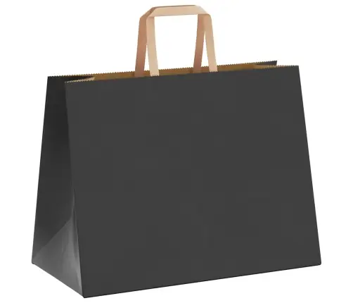 Popieriniai Maišeliai 250Vnt. Su Rankenomis, Juodas, 32X17X25Cm