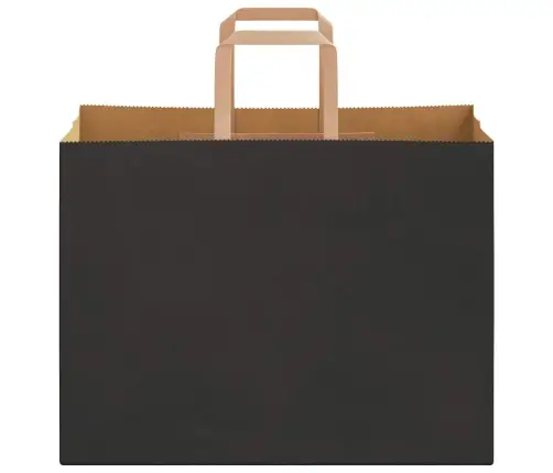 Popieriniai Maišeliai 250Vnt. Su Rankenomis, Juodas, 32X17X25Cm