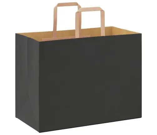 Popieriniai Maišeliai 250Vnt. Su Rankenomis, Juodas, 32X17X25Cm